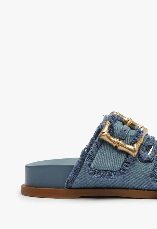 Schutz Shoes Flats Enola Sporty Denim Sandal Summer Jeans 8211 Women