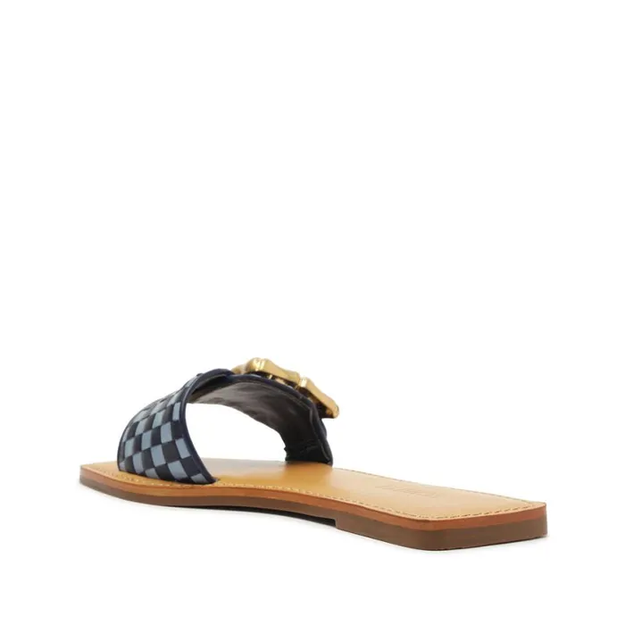 Schutz Shoes Flats Enola Woven Leather Sandal Blue 8211 Women