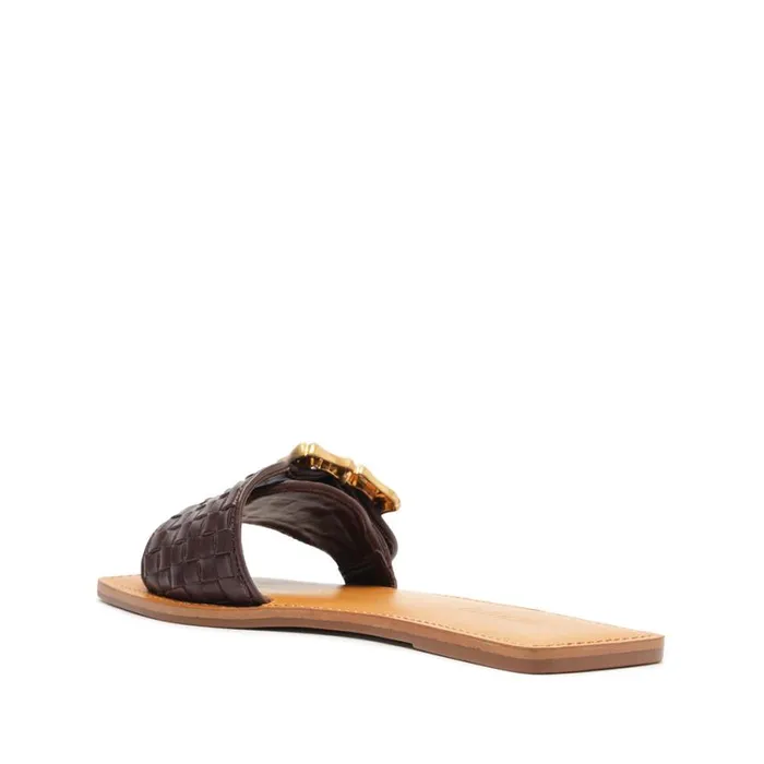 Schutz Shoes Flats Enola Woven Leather Sandal Dark Chocolate 8211 Women