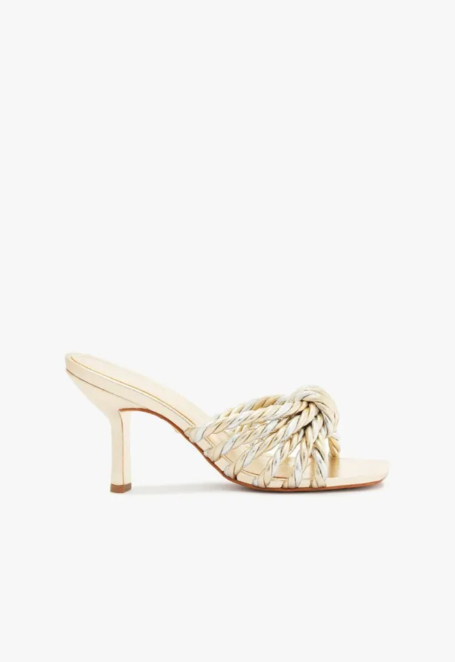 Schutz Shoes Mules Capri Metallic Sandal Silver 8211 Women