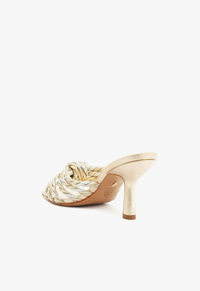 Schutz Shoes Mules Capri Metallic Sandal Silver 8211 Women