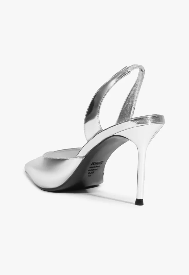 Schutz Shoes Pumps Lexi Sling Specchio Leather Pump Silver 8211 Women