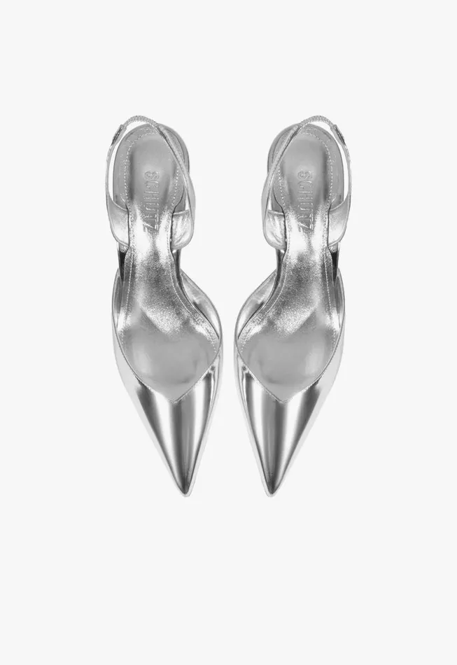 Schutz Shoes Pumps Lexi Sling Specchio Leather Pump Silver 8211 Women