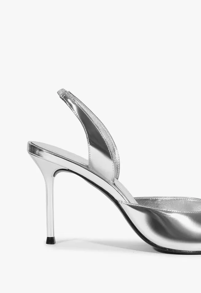 Schutz Shoes Pumps Lexi Sling Specchio Leather Pump Silver 8211 Women