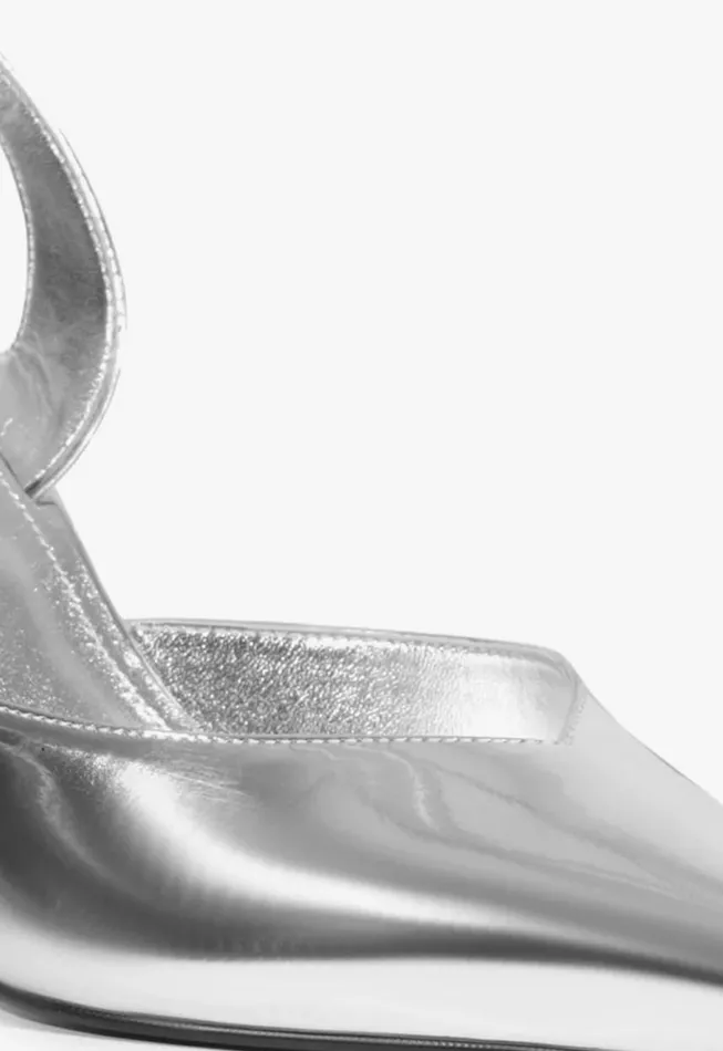 Schutz Shoes Pumps Lexi Sling Specchio Leather Pump Silver 8211 Women