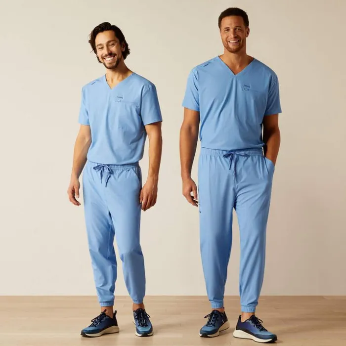 Scrubs 8211 New Men Ariat Drew Cargo Stretch Jogger Scrub Pant Light Blue Heather