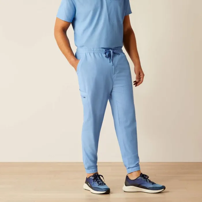Scrubs 8211 New Men Ariat Drew Cargo Stretch Jogger Scrub Pant Light Blue Heather
