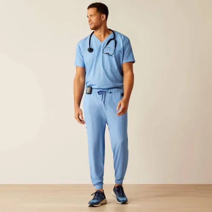 Scrubs 8211 New Men Ariat Drew Cargo Stretch Jogger Scrub Pant Light Blue Heather