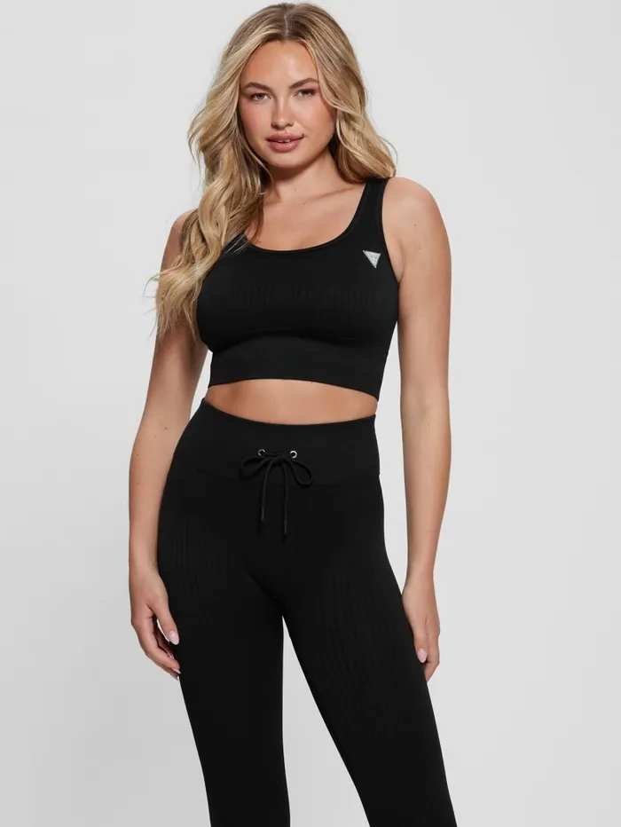 Seamless Ribbed Active Bra Black Women Activewear GUESS