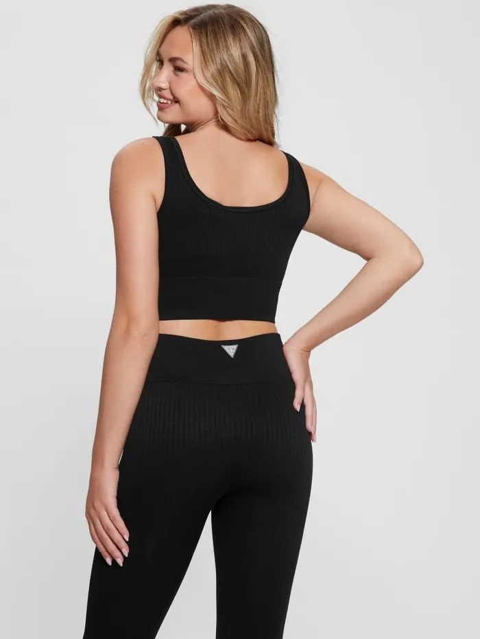 Seamless Ribbed Active Bra Black Women Activewear GUESS Seamless Ribbed Active Bra Black Women Activewear GUESS