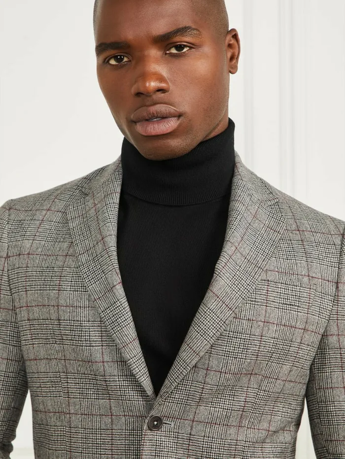 Sean Notched Blazer BlackWhiteRed Check Jackets and Coats GUESS Men