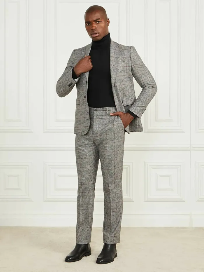 Sean Notched Blazer BlackWhiteRed Check Jackets and Coats GUESS Men Sean Notched Blazer BlackWhiteRed Check Jackets and Coats GUESS Men