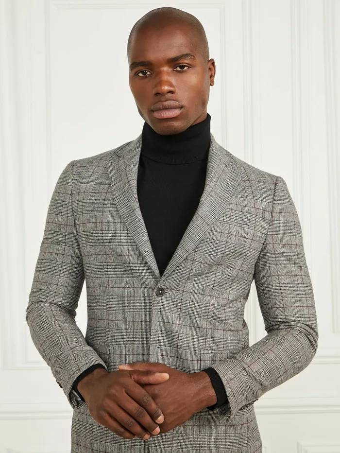 Sean Notched Blazer BlackWhiteRed Check Jackets and Coats GUESS Men Sean Notched Blazer BlackWhiteRed Check Jackets and Coats GUESS Men