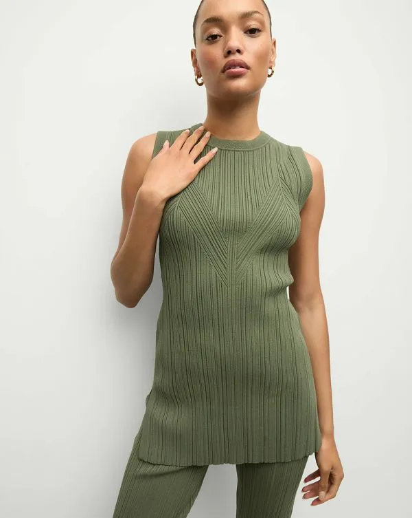 Semma RibKnit Tank Stone Army Women Veronica Beard Tops