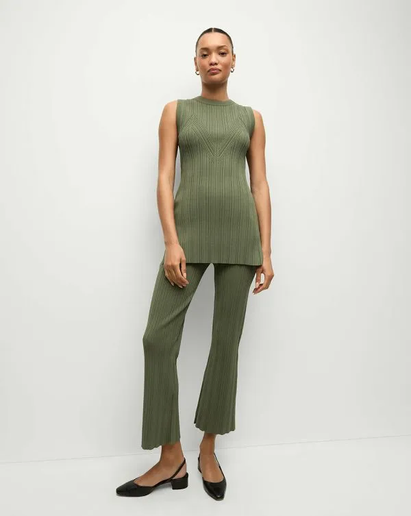 Semma RibKnit Tank Stone Army Women Veronica Beard Tops Semma RibKnit Tank Stone Army Women Veronica Beard Tops