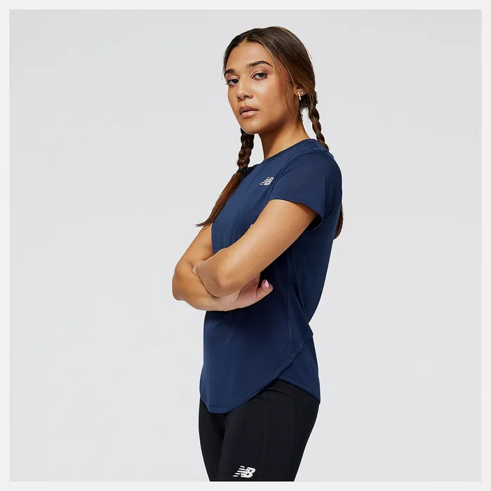 Shirts Accelerate Short Sleeve Top NATURAL INDIGO New Balance Women Shirts Accelerate Short Sleeve Top NATURAL INDIGO New Balance Women