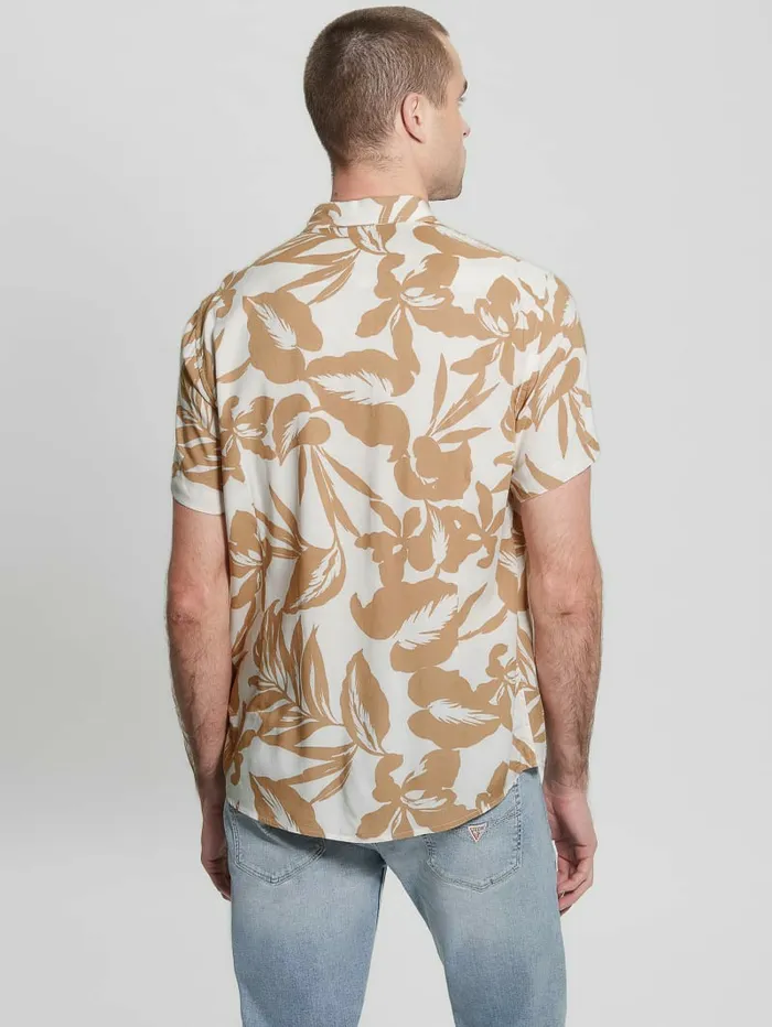 Shirts Eco Rayon Retro Palm Shirt Retro Palm Tan GUESS Men Shirts Eco Rayon Retro Palm Shirt Retro Palm Tan GUESS Men