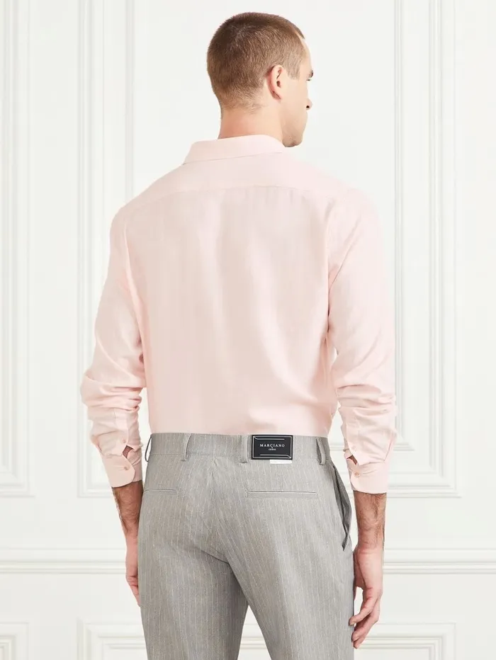 Shirts GUESS Men Eco Joe It LinenBlend Shirt Pink Good Vibes Shirts GUESS Men Eco Joe It LinenBlend Shirt Pink Good Vibes