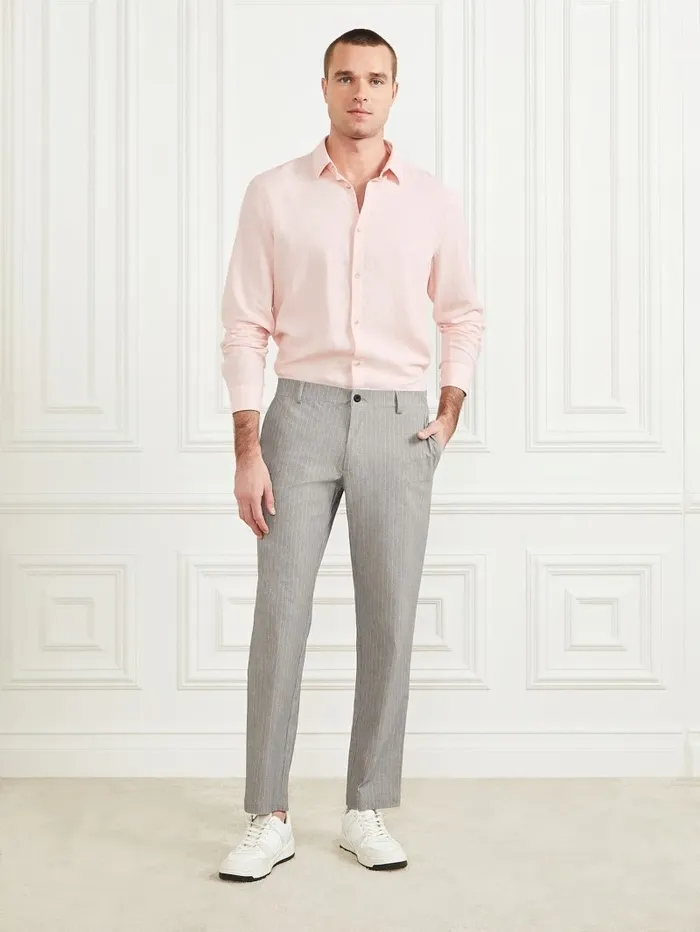 Shirts GUESS Men Eco Joe It LinenBlend Shirt Pink Good Vibes Shirts GUESS Men Eco Joe It LinenBlend Shirt Pink Good Vibes