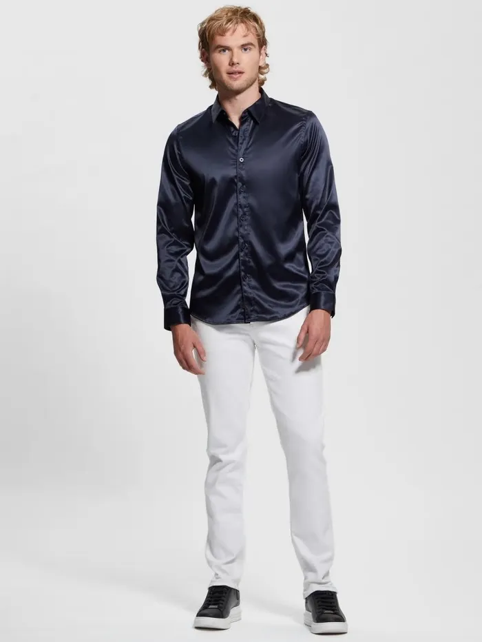 Shirts LongSleeve Regal Shirt Bleu lgant GUESS Men
