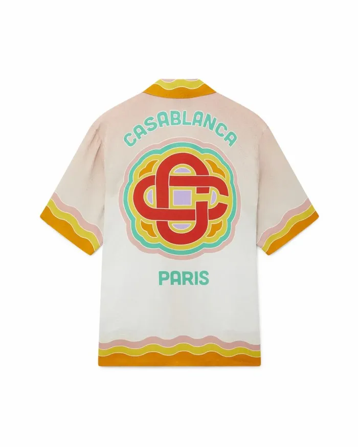Shirts Men Casablanca Paris Rainbow Monogram Silk Shirt