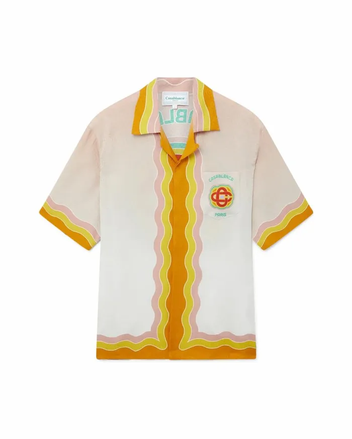 Shirts Men Casablanca Paris Rainbow Monogram Silk Shirt Shirts Men Casablanca Paris Rainbow Monogram Silk Shirt