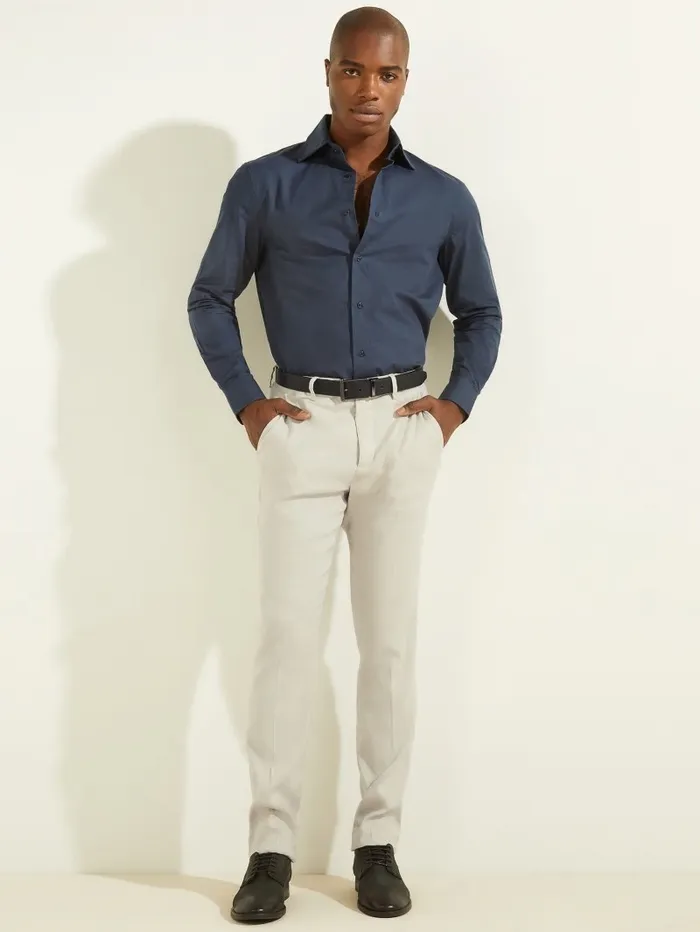 Shirts Men GUESS William Shirt Silk Blue