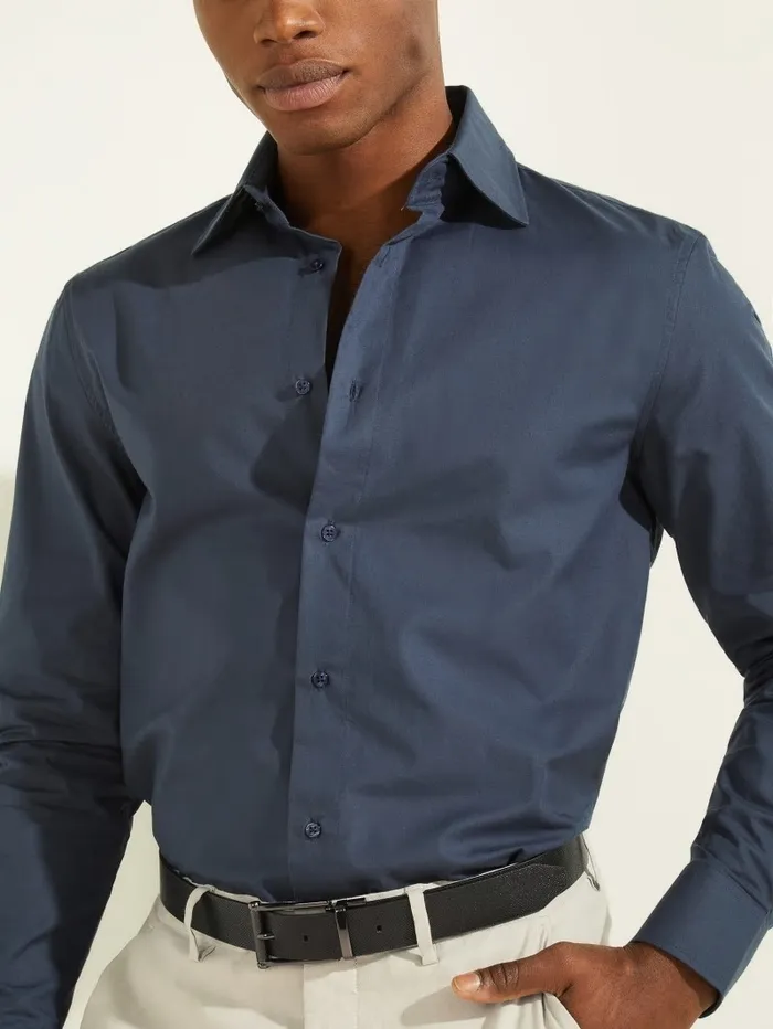 Shirts Men GUESS William Shirt Silk Blue