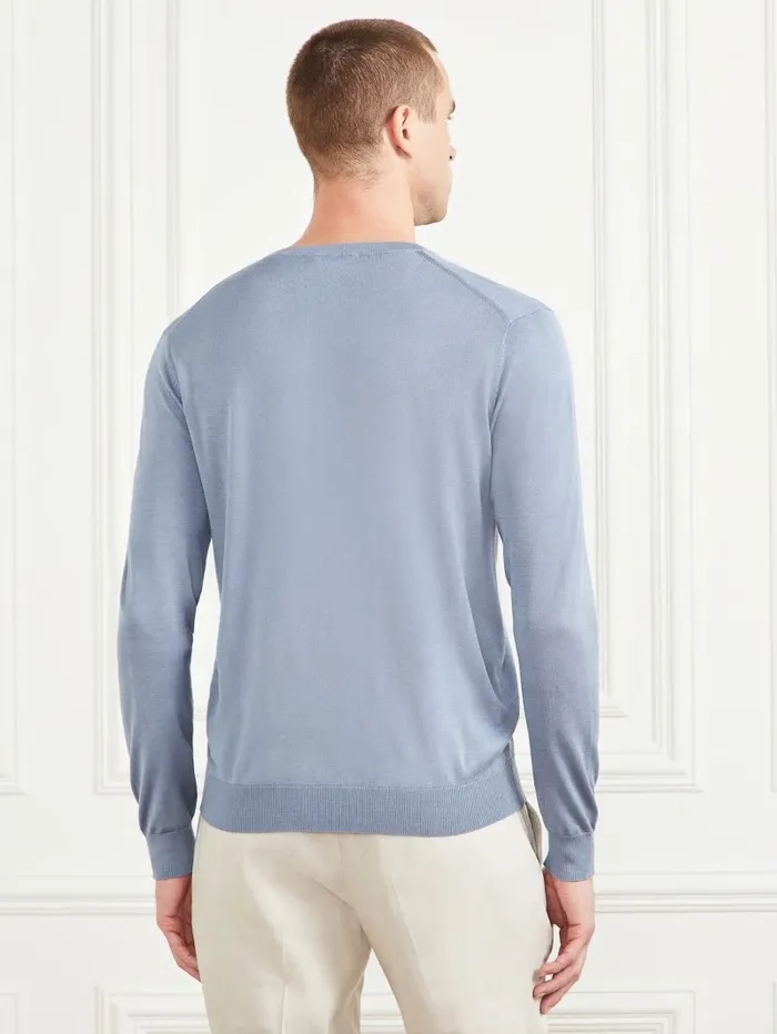 Shirts Men Silk Crewneck Sweater Cloudy Sky GUESS Shirts Men Silk Crewneck Sweater Cloudy Sky GUESS