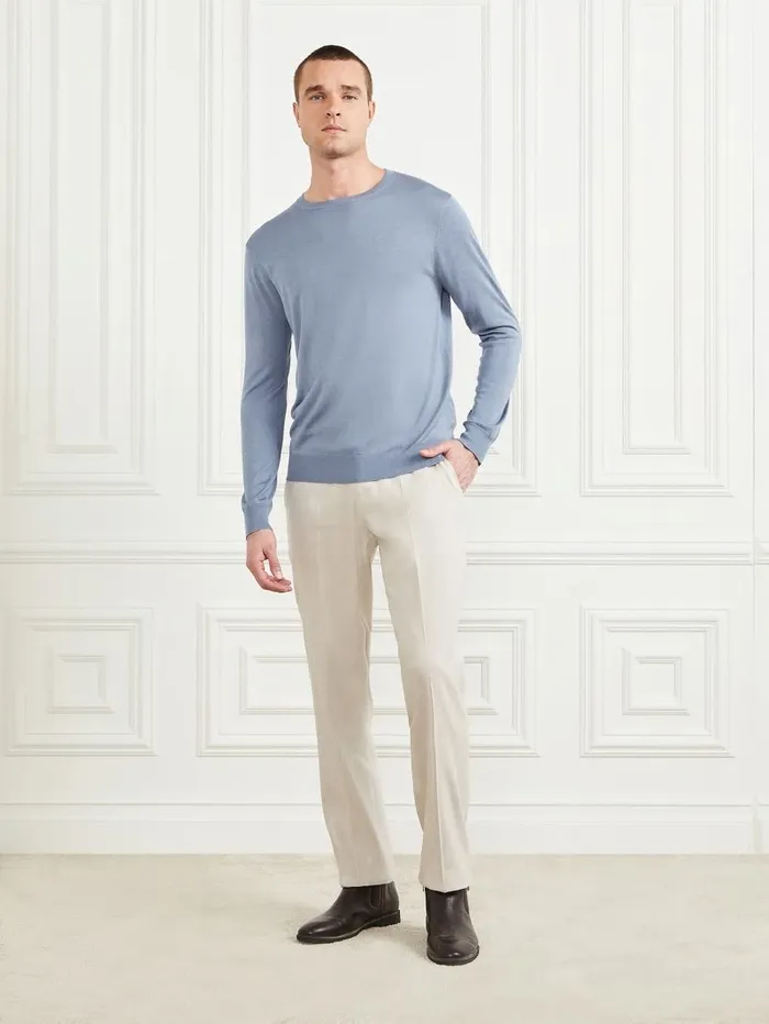 Shirts Men Silk Crewneck Sweater Cloudy Sky GUESS Shirts Men Silk Crewneck Sweater Cloudy Sky GUESS