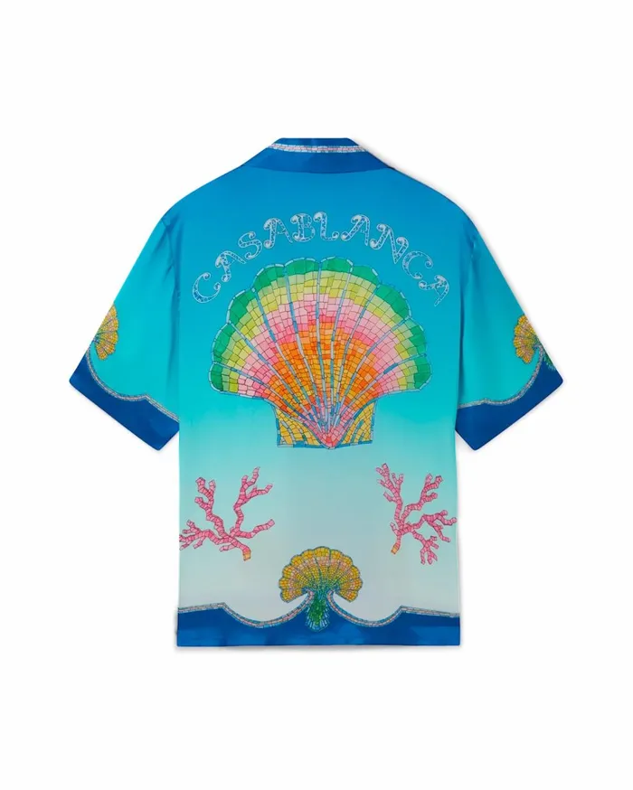 Shirts MenWomen Casablanca Paris Coquillage Color Silk Shirt