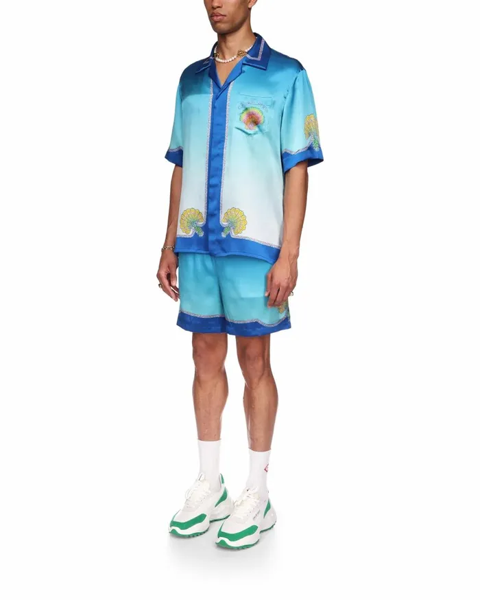 Shirts MenWomen Casablanca Paris Coquillage Color Silk Shirt Shirts MenWomen Casablanca Paris Coquillage Color Silk Shirt