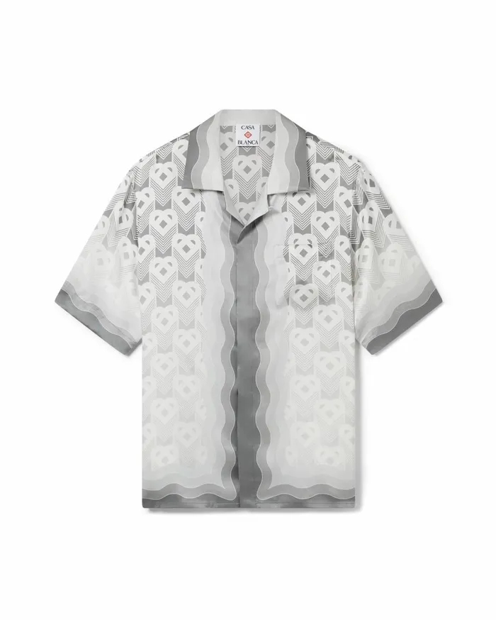 Shirts MenWomen Casablanca Paris Gradient Heart Monogram Silk Shirt