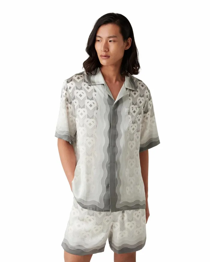 Shirts MenWomen Casablanca Paris Gradient Heart Monogram Silk Shirt
