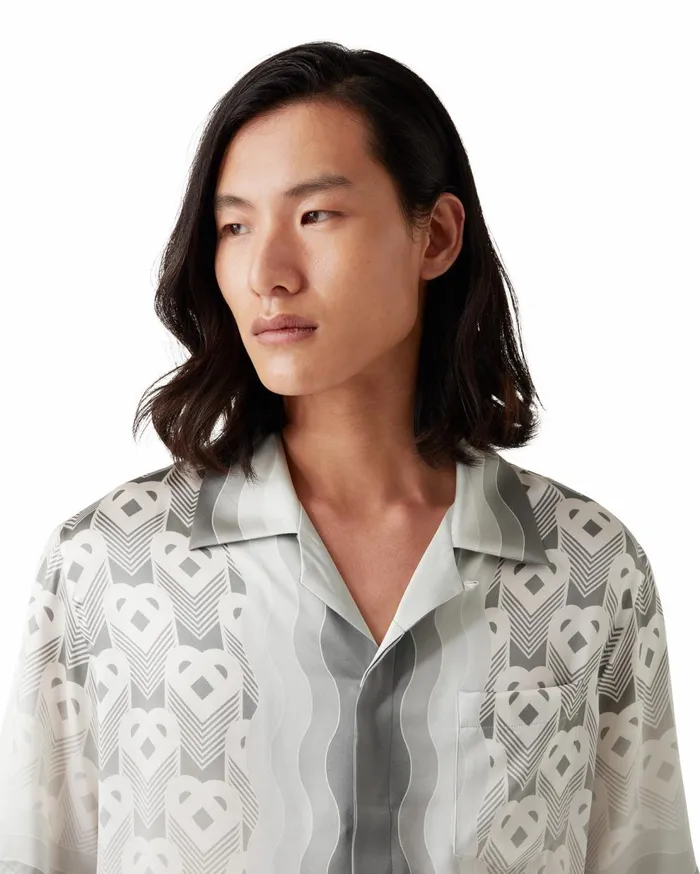 Shirts MenWomen Casablanca Paris Gradient Heart Monogram Silk Shirt