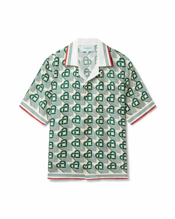 Shirts MenWomen Casablanca Paris Heart Monogram Silk Shirt