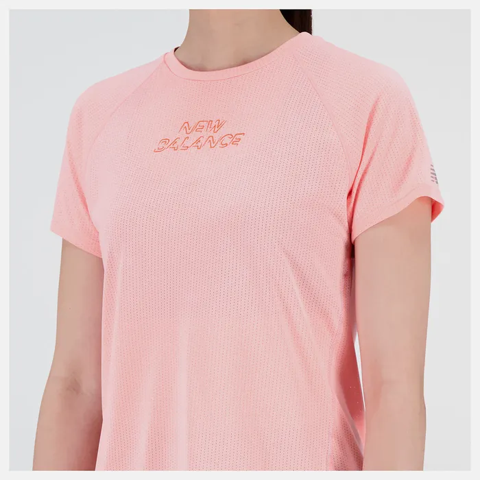 Shirts New Balance Women Printed Impact Run Short Sleeve GRAPEFRUIT HEATHER Shirts New Balance Women Printed Impact Run Short Sleeve GRAPEFRUIT HEATHER