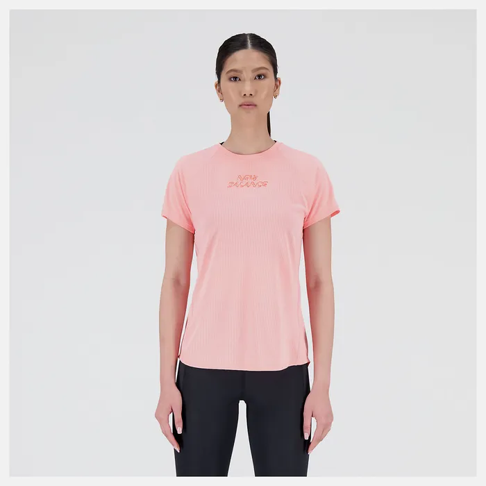 Shirts New Balance Women Printed Impact Run Short Sleeve GRAPEFRUIT HEATHER Shirts New Balance Women Printed Impact Run Short Sleeve GRAPEFRUIT HEATHER