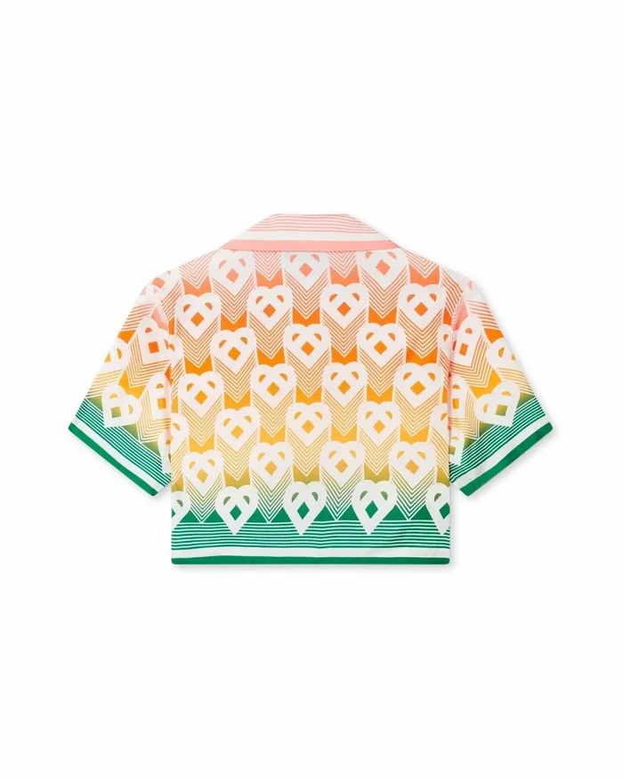Shirts Women Casablanca Paris Gradient Heart Monogram Cropped Silk Shirt