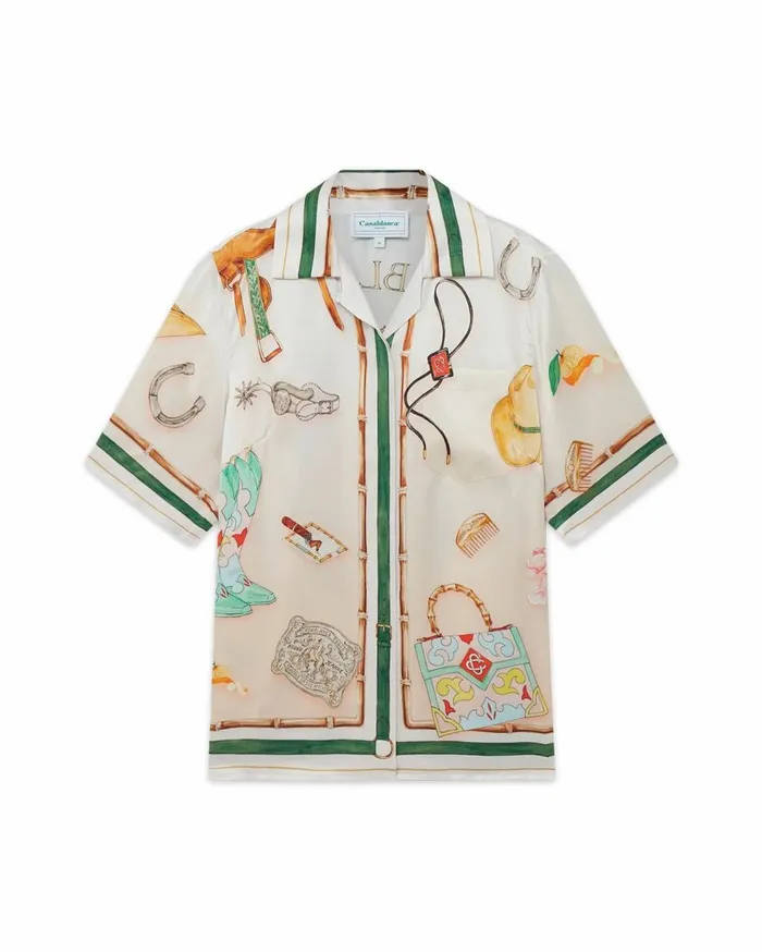 Shirts Women Casablanca Paris L039Ecurie Blanche Silk Shirt Shirts Women Casablanca Paris L039Ecurie Blanche Silk Shirt