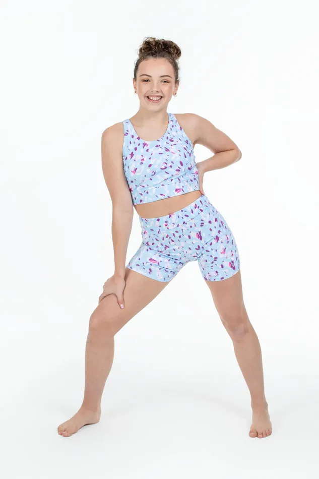 Shorts and Briefs Children Bloch X Flo Active Nicole Bike Shorts Pale Blue Petals Bloch