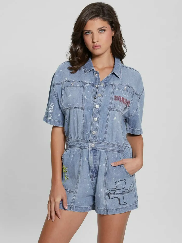 Silvia Denim Graphic Romper Lana Light Women Dresses and Jumpsuits GUESS Silvia Denim Graphic Romper Lana Light Women Dresses and Jumpsuits GUESS