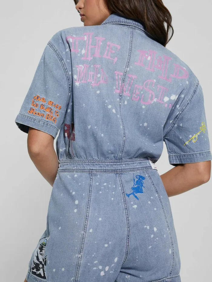 Silvia Denim Graphic Romper Lana Light Women Dresses and Jumpsuits GUESS Silvia Denim Graphic Romper Lana Light Women Dresses and Jumpsuits GUESS