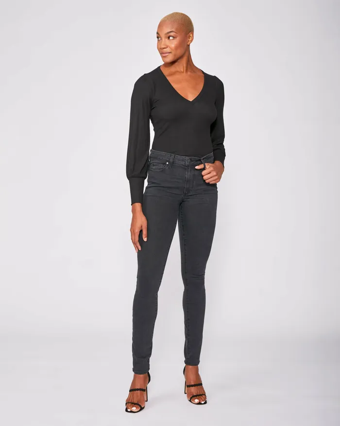 Skinny PAIGE Women High Rise Leggy Ultra Skinny Jean 8211 Black Willow