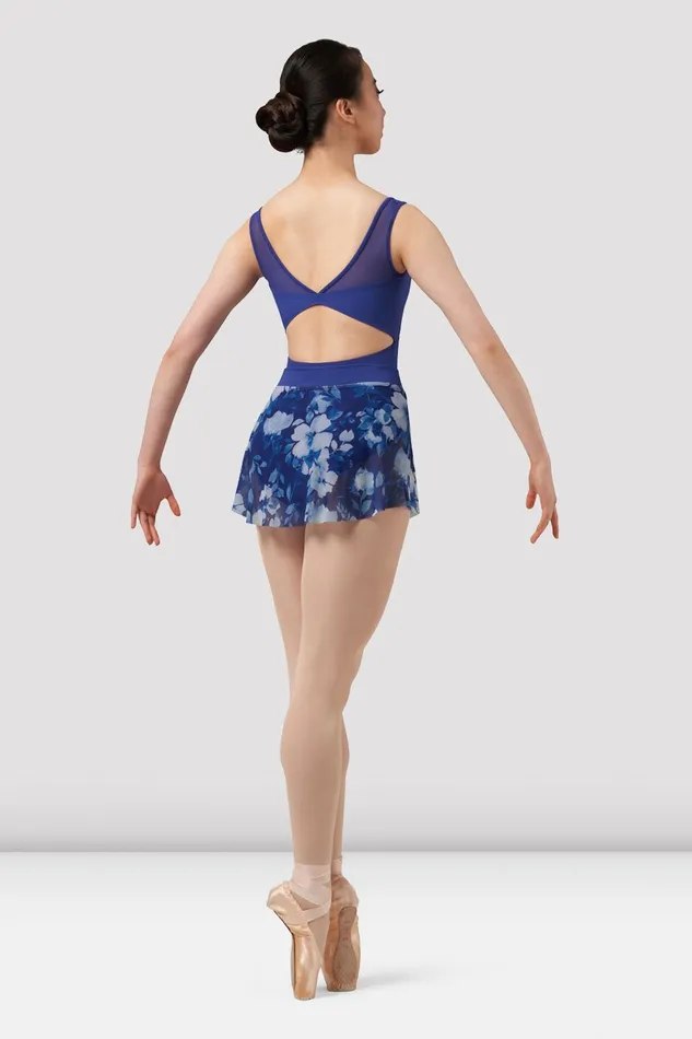 Skirts and Tutus Adult Ladies Mirella Chevron Pull On Skirt Marine Blue Bloch