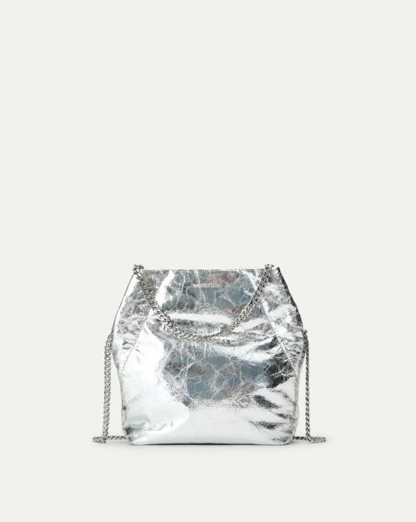 Small Veronica Beard Metallic Slouch Bag Silver Women Veronica Beard Handbags