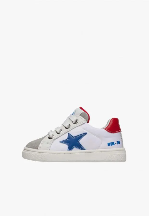Sneakers Kids Naturino NATURINO PINN ZIP Leather And Suede Sneakers Whitegrey
