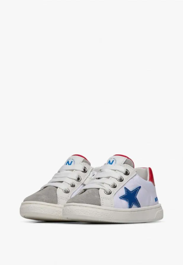 Sneakers Kids Naturino NATURINO PINN ZIP Leather And Suede Sneakers Whitegrey