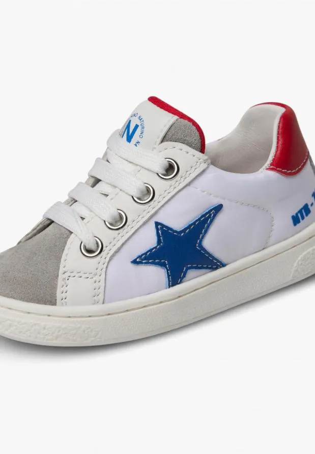 Sneakers Kids Naturino NATURINO PINN ZIP Leather And Suede Sneakers Whitegrey