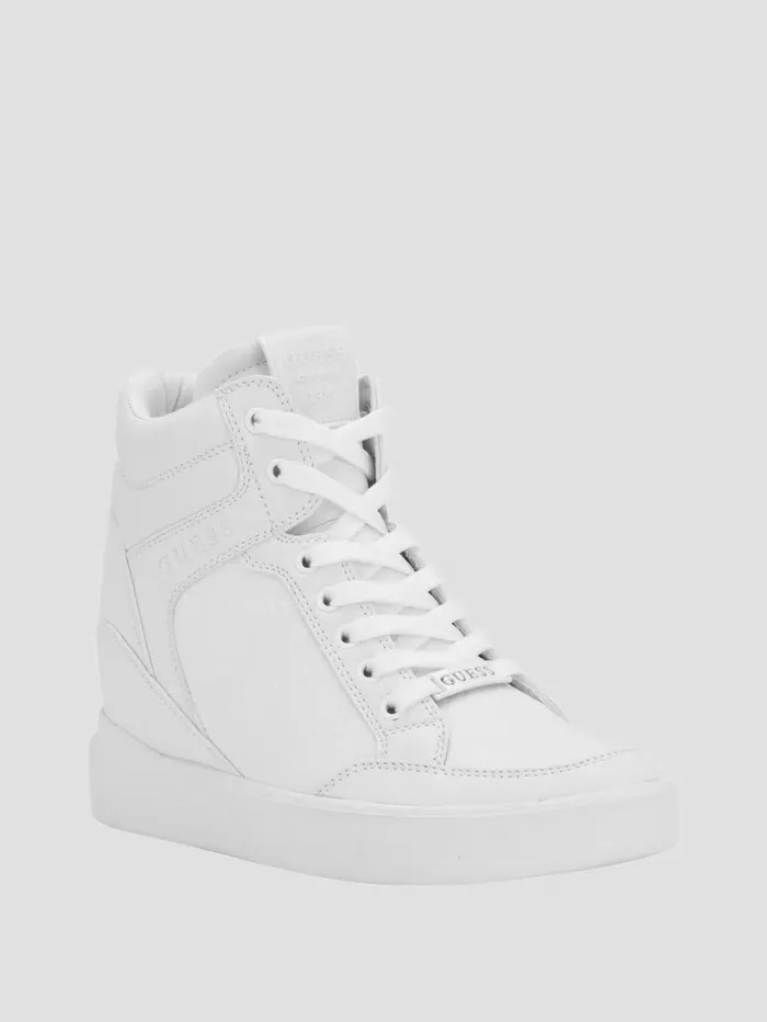 Sneakers Women Blairin Rhinestone Logo Wedge Sneakers White Graffiti GUESS